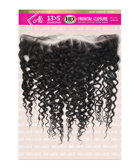 ALI 100% Human Hair Brazilian HD 13X5 HD Lace Frontal Closure Bohemian 10-18" ALI