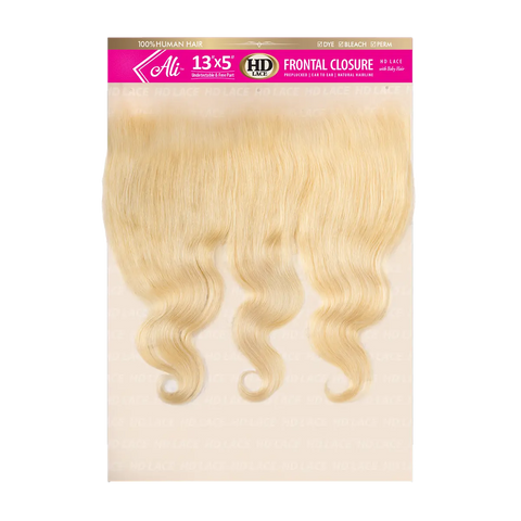 ALI 100% Human Hair Brazilian HD 13X5 HD Lace Frontal Closure Body Wave - 613 ALI