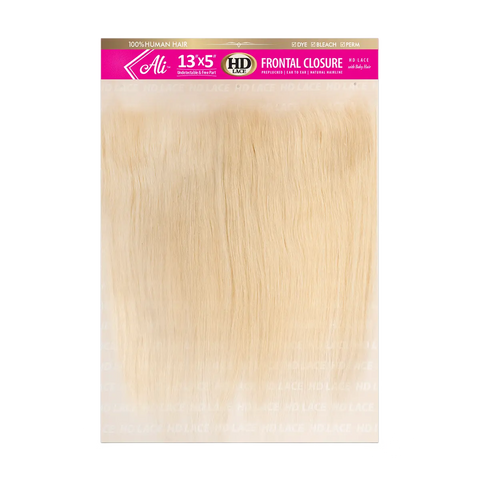 ALI 100% Human Hair Brazilian HD 13X5 HD Lace Frontal Closure Straight - 613 ALI