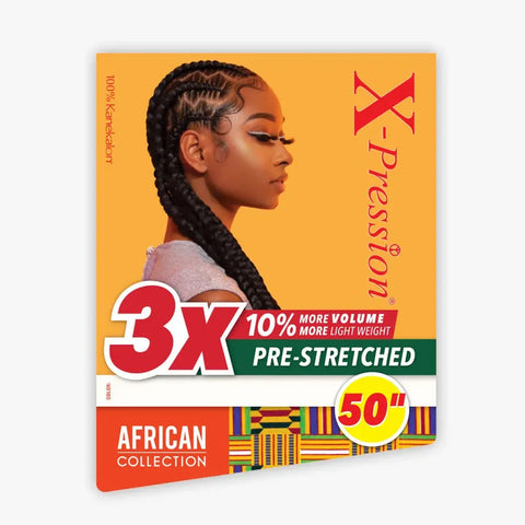 50" X-PRESSION 3X African Collection BRAID Pre-Streched Braid (10% MORE) A A BEAUTY