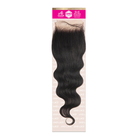 ALI BRAZILIAN BUNDLE ULTRA HD LACE CLOSURE 5X5 - Body Wave 10-16"