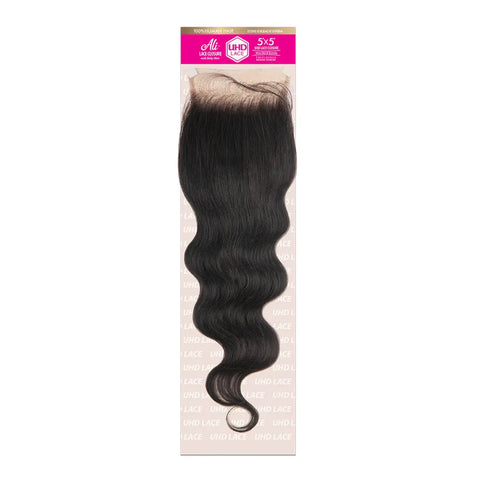 ALI BRAZILIAN BUNDLE ULTRA HD LACE CLOSURE 5X5 - Body Wave 10-16" ALI