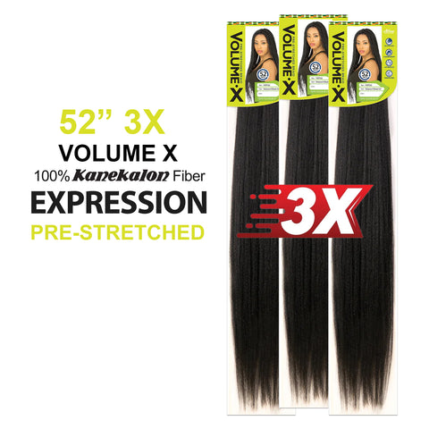 3X Bundles Volume-X Premium 100% Kanekalon Yaki Pre-Stretched Braid 52"