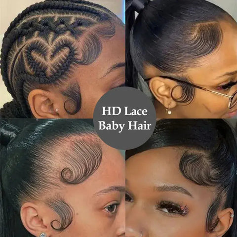 Ali 100% Human Invisible Swiss HD Lace Baby Hair Stripes Edges ALI