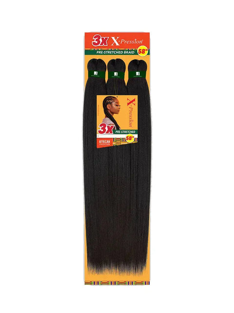 58" X-PRESSION 3X African Collection BRAID Pre-Streched Braid A A BEAUTY
