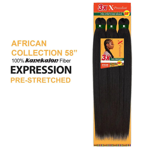 58" X-PRESSION 3X African Collection BRAID Pre-Streched Braid A A BEAUTY