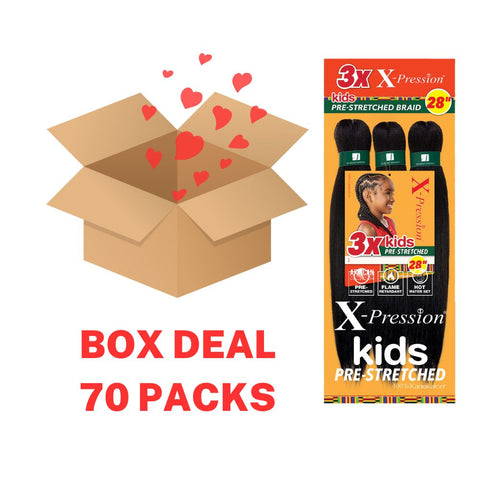 [BOX DEAL] 28" 3X X-PRESSION African Collection Kids Pre-Stretched Braid (70 PACKS/BOX)
