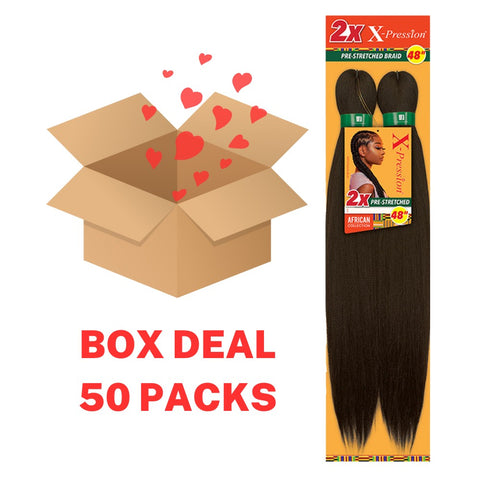 [BOX DEAL] 48" 2X X-PRESSION African Collection Pre-Stretched Braid (50 PACKS/BOX)
