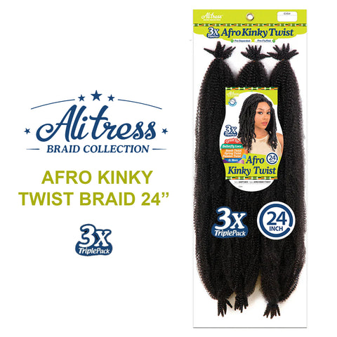 24" 3X AFRO KINKY TWIST PRE-PLUFFED - ALITRESS [AAKT24X3]