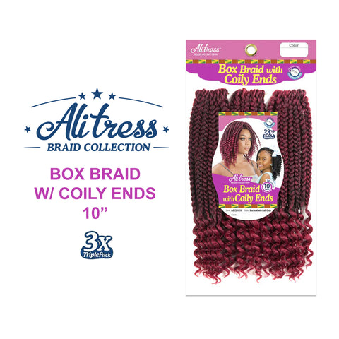 [Alitress] 10" 3X Box Braid w/ Coily Ends | Pre-Looped | 36 Strands
