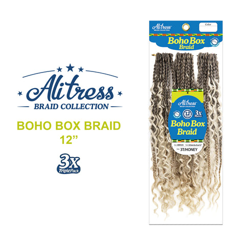 [Alitress] 12" 3X Boho Box Braid| Pre-Looped | 24 Strands