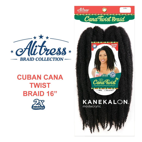 [Alitress] 16" Cuban Twist 2X Double Pack | Kinky Twist Bulk | 100% Kanekalon