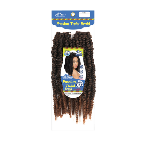 [Alitress] 12" 2X Passion Twist Braid | Premium Fiber | Soft, Pre-Twisted Style