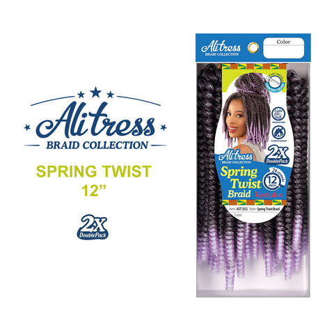 [Alitress] 12" 2X Spring Twist | Pre-Looped | 24 Strands | 2 PCS