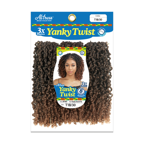 [Alitress] 8" Yanky Twist 3X | Pre-Looped | 90 Strands | 3 PCS