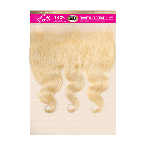 ALI 100% Human Hair Brazilian HD 13X5 HD Lace Frontal Closure Body Wave - 613
