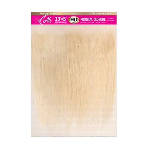 ALI 100% Human Hair Brazilian HD 13X5 HD Lace Frontal Closure Straight - 613