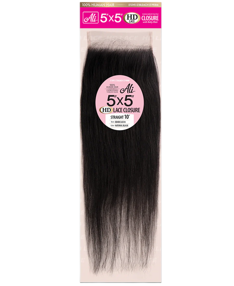 ALI Brazilian Bundle 5X5 HD Lace Closure | Human Hair | Straight 10-16"