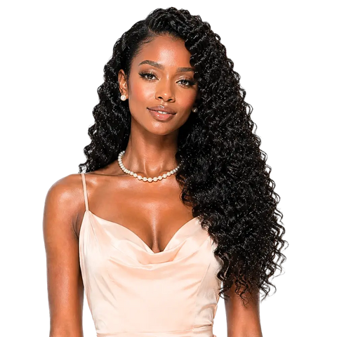 [Solara] Seamless Feather Crochet Extensions | Human Hair Blend | Water Wave 18"-20"