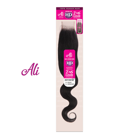 [ALI] 2X6 HD Lace Closure | Hand-Tied | 100% Human Hair - Body Wave 10–12″