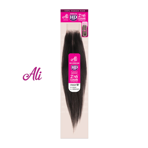 [ALI] 2X6 HD Lace Closure | Hand-Tied | 100% Human Hair - Straight 10–12″