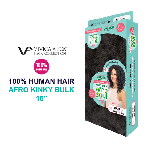 [ Vivica Fox ] 16″ Afro Puff | Human Hair Extension | Kinky Bulk | 2 Bundles